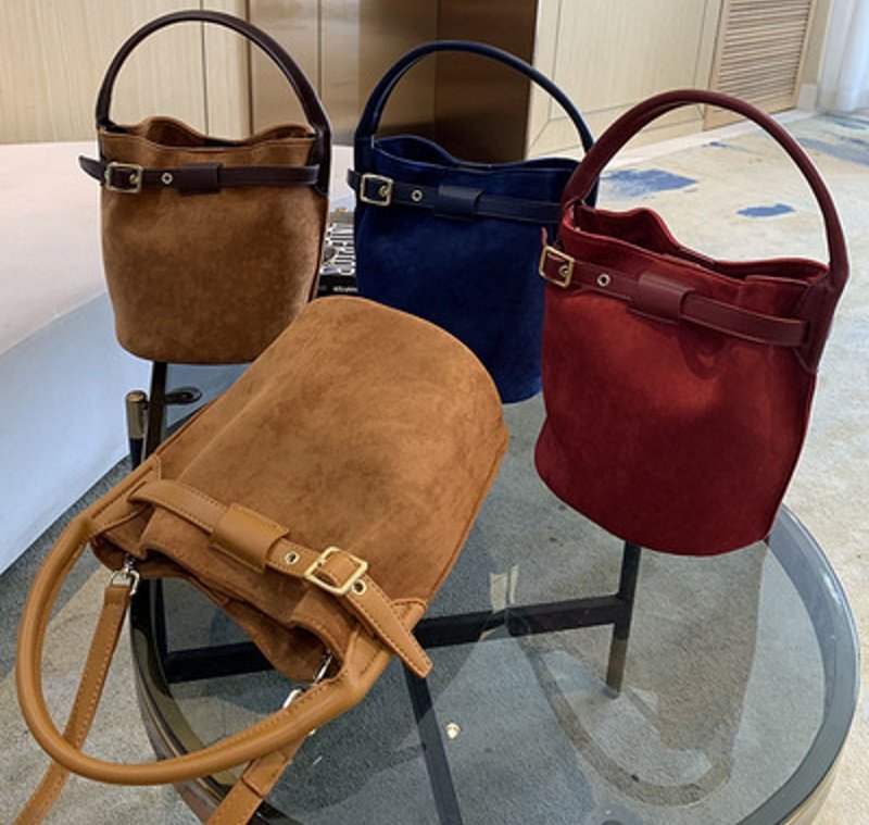 画像5: frosted leather Tote Shoulder Bag ワンショルダーレザーバケットトート  ショルダー バッグ   (5)