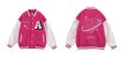 画像6: Big A & Heart Emblem emblem BASEBALL JACKET baseball uniform jacket blouson  ユニセックス 男女兼用  ビッグA＆ハートエンブレム ヒップホップ スタジアムジャンパー スタジャン MA-1 ボンバー ジャケット ブルゾン (6)