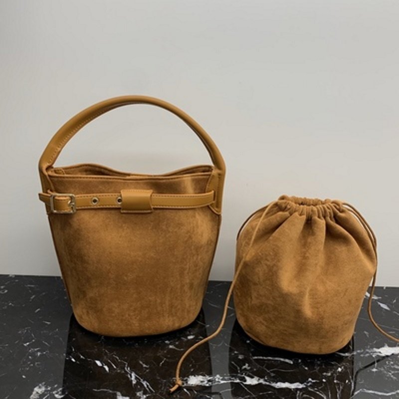 画像4: frosted leather Tote Shoulder Bag ワンショルダーレザーバケットトート  ショルダー バッグ   (4)