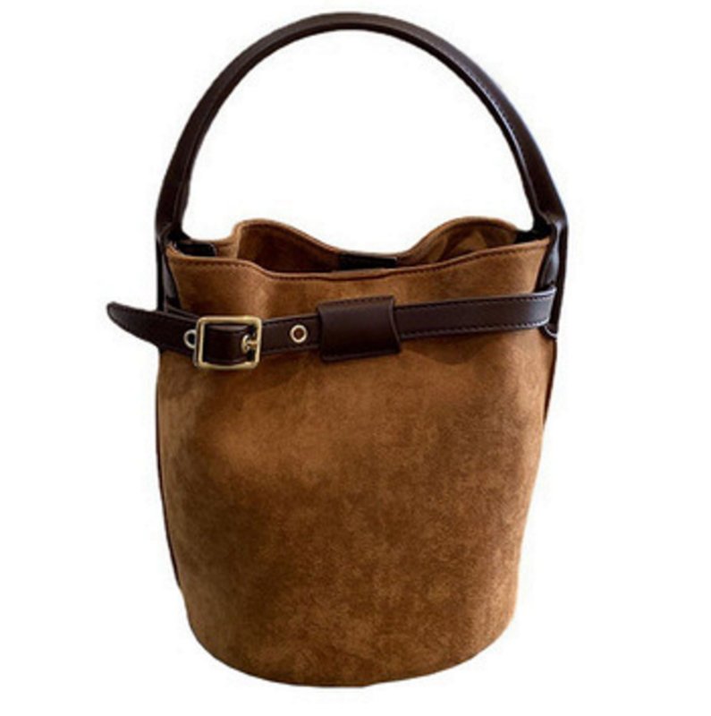 画像2: frosted leather Tote Shoulder Bag ワンショルダーレザーバケットトート  ショルダー バッグ   (2)