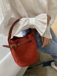 画像6: frosted leather Tote Shoulder Bag　ワンショルダーレザーバケットトート  ショルダー バッグ 　 (6)