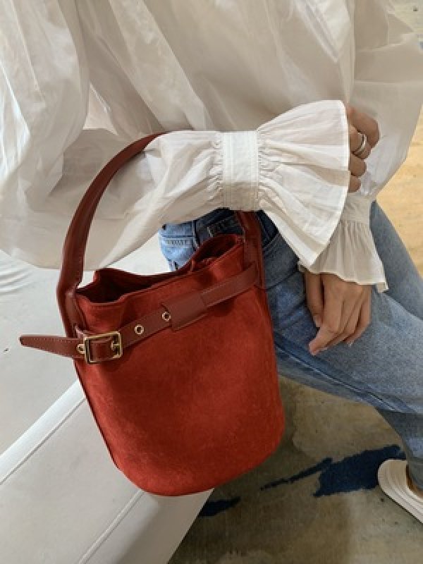 画像6: frosted leather Tote Shoulder Bag ワンショルダーレザーバケットトート  ショルダー バッグ   (6)