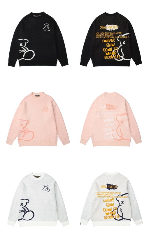 画像8: Unisex SENSELESS bear jacquard round neck sweater Knit 男女兼用  ユニセックスSENSELESS ベア 熊 編み込みセーター ニット  (8)