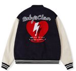 画像2: RickyisClown JOKE RiC Clown Love Lightning emblem BASEBALL JACKET baseball uniform jacket blouson  ユニセックス 男女兼用 RickyisClownレザーステッチハート エンブレム ヒップホップ スタジアムジャンパー スタジャン MA-1 ボンバー ジャケット ブルゾン (2)