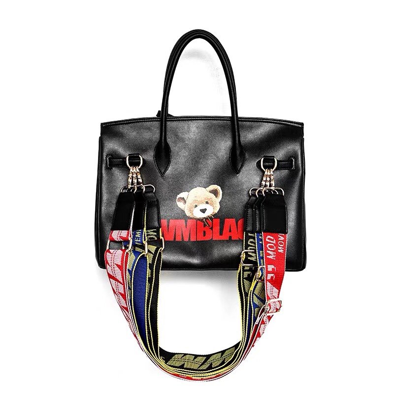 画像3: Bear Print Shoulder Messenger Bag Tote Shoulder Bag レザーベア熊プリントトート  ショルダー メッセンジャーバッグ   (3)