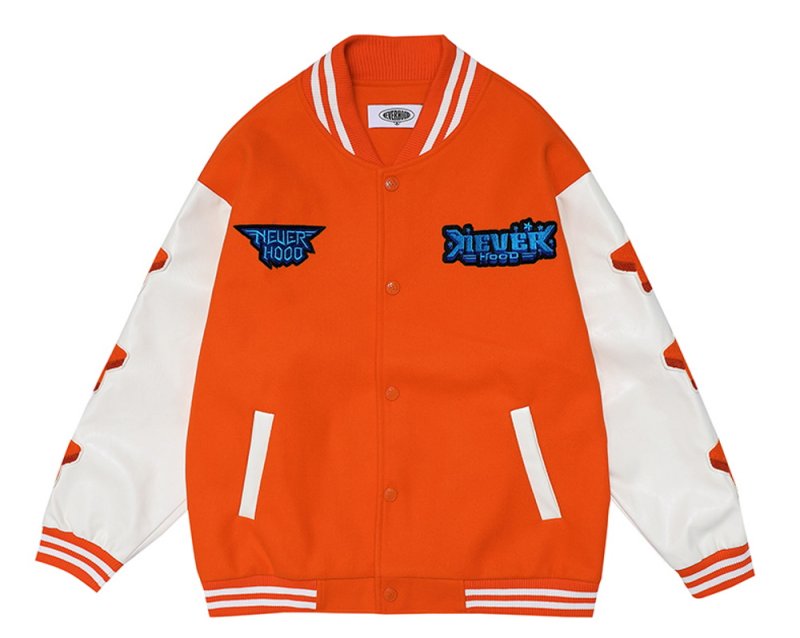 画像5:  Five-pointed Star emblem BASEBALL JACKET baseball uniform jacket blouson  ユニセックス 男女兼用 スター星ポイント エンブレム ヒップホップ スタジアムジャンパー スタジャン MA-1 ボンバー ジャケット ブルゾン (5)