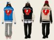 画像8: RickyisClown JOKE RiC Clown Love Lightning emblem BASEBALL JACKET baseball uniform jacket blouson  ユニセックス 男女兼用 RickyisClownレザーステッチハート エンブレム ヒップホップ スタジアムジャンパー スタジャン MA-1 ボンバー ジャケット ブルゾン (8)