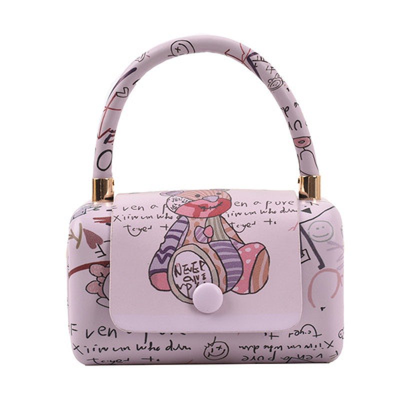 画像3: Bear Print small Messenger Bag Tote Shoulder Bag レザーベア熊プリントトート  スモールショルダー メッセンジャーバッグ   (3)