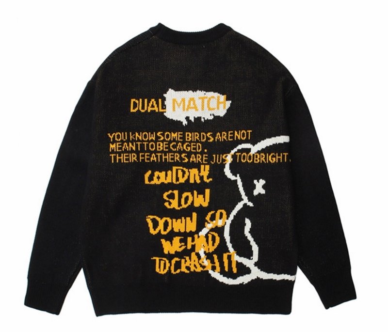 画像5: Unisex SENSELESS bear jacquard round neck sweater Knit 男女兼用  ユニセックスSENSELESS ベア 熊 編み込みセーター ニット  (5)