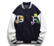 画像1: Bear & Daisy & Smile emblem BASEBALL JACKET baseball uniform jacket blouson  ユニセックス 男女兼用  小熊＆デイジー＆スマイルエンブレム ヒップホップ スタジアムジャンパー スタジャン MA-1 ボンバー ジャケット ブルゾン (1)