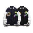 画像3: Bear & Daisy & Smile emblem BASEBALL JACKET baseball uniform jacket blouson  ユニセックス 男女兼用  小熊＆デイジー＆スマイルエンブレム ヒップホップ スタジアムジャンパー スタジャン MA-1 ボンバー ジャケット ブルゾン (3)