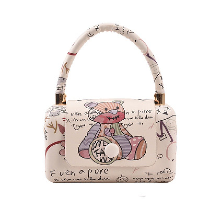 画像5: Bear Print small Messenger Bag Tote Shoulder Bag レザーベア熊プリントトート  スモールショルダー メッセンジャーバッグ   (5)