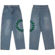 画像1: Unisex men's Feel lonely Circle letter denim pants Jeans pants  ユニセックス男女兼用 サークルレター デニム パンツ ジーンズ (1)