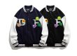 画像8: Bear & Daisy & Smile emblem BASEBALL JACKET baseball uniform jacket blouson  ユニセックス 男女兼用  小熊＆デイジー＆スマイルエンブレム ヒップホップ スタジアムジャンパー スタジャン MA-1 ボンバー ジャケット ブルゾン (8)