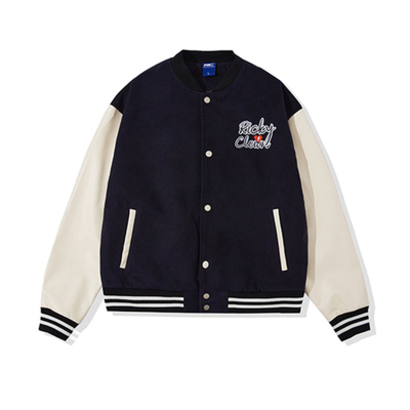 画像5: RickyisClown JOKE RiC Clown Love Lightning emblem BASEBALL JACKET baseball uniform jacket blouson  ユニセックス 男女兼用 RickyisClownレザーステッチハート エンブレム ヒップホップ スタジアムジャンパー スタジャン MA-1 ボンバー ジャケット ブルゾン (5)