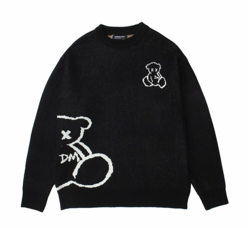 画像10: Unisex SENSELESS bear jacquard round neck sweater Knit 男女兼用  ユニセックスSENSELESS ベア 熊 編み込みセーター ニット  (10)