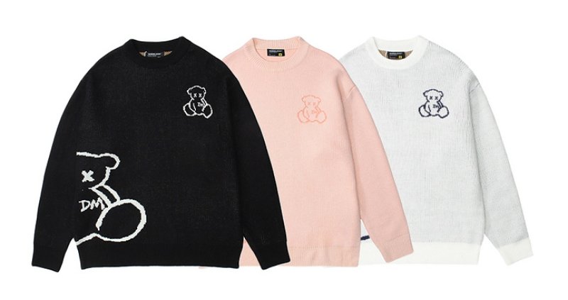 画像9: Unisex SENSELESS bear jacquard round neck sweater Knit 男女兼用  ユニセックスSENSELESS ベア 熊 編み込みセーター ニット  (9)