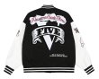 画像4:  vibe Five-V emblem BASEBALL JACKET baseball uniform jacket blouson  ユニセックス 男女兼用 アメリカンストリートバイブV エンブレム ヒップホップ スタジアムジャンパー スタジャン MA-1 ボンバー ジャケット ブルゾン (4)