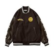 画像6: flocking earth butterfly embroidery BASEBALL JACKET baseball uniform jacket blouson  ユニセックス 男女兼用アース＆バタフライ蝶エンブレム ヒップホップ スタジアムジャンパー スタジャン MA-1 ボンバー ジャケット ブルゾン (6)