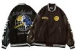 画像8: flocking earth butterfly embroidery BASEBALL JACKET baseball uniform jacket blouson  ユニセックス 男女兼用アース＆バタフライ蝶エンブレム ヒップホップ スタジアムジャンパー スタジャン MA-1 ボンバー ジャケット ブルゾン (8)