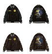 画像4: flocking earth butterfly embroidery BASEBALL JACKET baseball uniform jacket blouson  ユニセックス 男女兼用アース＆バタフライ蝶エンブレム ヒップホップ スタジアムジャンパー スタジャン MA-1 ボンバー ジャケット ブルゾン (4)