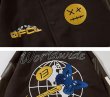 画像9: flocking earth butterfly embroidery BASEBALL JACKET baseball uniform jacket blouson  ユニセックス 男女兼用アース＆バタフライ蝶エンブレム ヒップホップ スタジアムジャンパー スタジャン MA-1 ボンバー ジャケット ブルゾン (9)