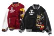 画像3: TRAVIS SCOTT woolen leather sleeve letter logo embroidery BASEBALL JACKET baseball uniform jacket blouson  ユニセックス 男女兼用 レターロゴ エンブレム レザースリーブ ヒップホップ スタジアムジャンパー スタジャン MA-1 ボンバー ジャケット ブルゾン (3)