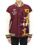 画像2: TRAVIS SCOTT woolen leather sleeve letter logo embroidery BASEBALL JACKET baseball uniform jacket blouson  ユニセックス 男女兼用 レターロゴ エンブレム レザースリーブ ヒップホップ スタジアムジャンパー スタジャン MA-1 ボンバー ジャケット ブルゾン (2)