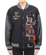 画像1: TRAVIS SCOTT woolen leather sleeve letter logo embroidery BASEBALL JACKET baseball uniform jacket blouson  ユニセックス 男女兼用 レターロゴ エンブレム レザースリーブ ヒップホップ スタジアムジャンパー スタジャン MA-1 ボンバー ジャケット ブルゾン (1)