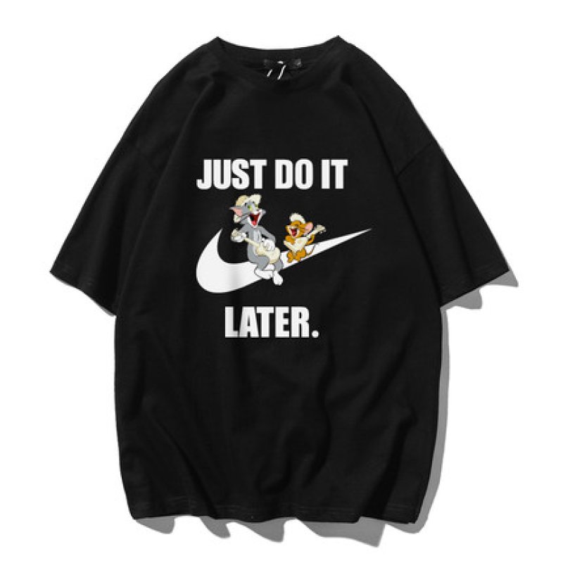 画像2: Unisex Tom and Jerry JUST DO IT LATER logo Print T-shirt ユニセックス 男女兼用 ペア トムとジェリー トム&ジェリープリント  ウクレレデザイン 半袖 Tシャツ (2)