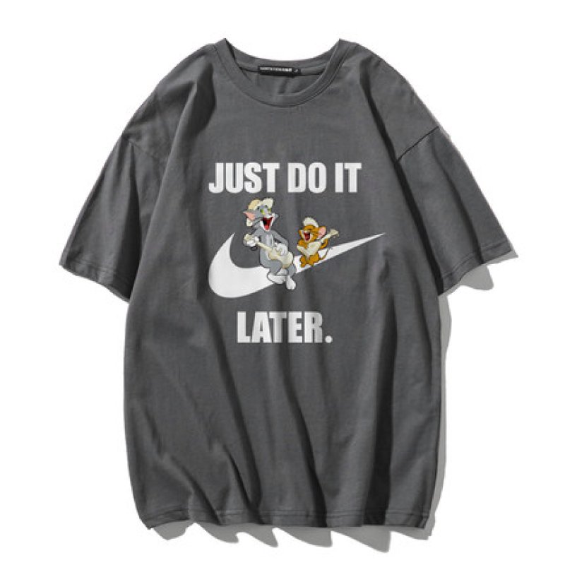 画像3: Unisex Tom and Jerry JUST DO IT LATER logo Print T-shirt ユニセックス 男女兼用 ペア トムとジェリー トム&ジェリープリント  ウクレレデザイン 半袖 Tシャツ (3)