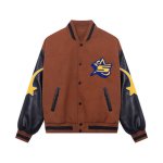 画像3: killer American star cartoon VIBE PU leather sleeve  BASEBALL JACKET baseball uniform jacket blouson  ユニセックス 男女兼 VIBEスター 星 エンブレム レザースリーブ ヒップホップ スタジアムジャンパー スタジャン MA-1 ボンバー ジャケット ブルゾン (3)