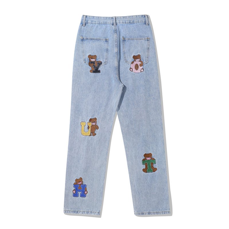 画像4: Unisex men's Denim pants with bear emblem  pants Jeans   ユニセックス男女兼用 熊ベアエンブレム デニム パンツ ジーンズ (4)