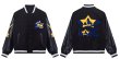 画像5: killer American star cartoon VIBE PU leather sleeve  BASEBALL JACKET baseball uniform jacket blouson  ユニセックス 男女兼 VIBEスター 星 エンブレム レザースリーブ ヒップホップ スタジアムジャンパー スタジャン MA-1 ボンバー ジャケット ブルゾン (5)