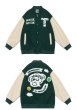 画像7: Smile emblem leather sleeve BASEBALL JACKET baseball uniform jacket blouson  ユニセックス 男女兼スマイルエンブレム レザースリーブ ヒップホップ スタジアムジャンパー スタジャン MA-1 ボンバー ジャケット ブルゾン (7)