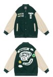 画像7: Smile emblem leather sleeve BASEBALL JACKET baseball uniform jacket blouson  ユニセックス 男女兼スマイルエンブレム レザースリーブ ヒップホップ スタジアムジャンパー スタジャン MA-1 ボンバー ジャケット ブルゾン (7)