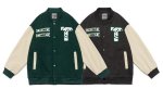 画像8: Smile emblem leather sleeve BASEBALL JACKET baseball uniform jacket blouson  ユニセックス 男女兼スマイルエンブレム レザースリーブ ヒップホップ スタジアムジャンパー スタジャン MA-1 ボンバー ジャケット ブルゾン (8)