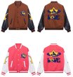 画像8: killer American star cartoon VIBE PU leather sleeve  BASEBALL JACKET baseball uniform jacket blouson  ユニセックス 男女兼 VIBEスター 星 エンブレム レザースリーブ ヒップホップ スタジアムジャンパー スタジャン MA-1 ボンバー ジャケット ブルゾン (8)