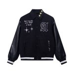 画像6: areawings Letter logo A PU leather sleeve  BASEBALL JACKET baseball uniform jacket blouson  ユニセックス 男女兼 エリアウィング エンブレム レザースリーブ ヒップホップ スタジアムジャンパー スタジャン MA-1 ボンバー ジャケット ブルゾン (6)