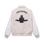 画像7: areawings Letter logo A PU leather sleeve  BASEBALL JACKET baseball uniform jacket blouson  ユニセックス 男女兼 エリアウィング エンブレム レザースリーブ ヒップホップ スタジアムジャンパー スタジャン MA-1 ボンバー ジャケット ブルゾン (7)
