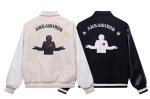 画像5: areawings Letter logo A PU leather sleeve  BASEBALL JACKET baseball uniform jacket blouson  ユニセックス 男女兼 エリアウィング エンブレム レザースリーブ ヒップホップ スタジアムジャンパー スタジャン MA-1 ボンバー ジャケット ブルゾン (5)