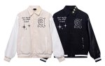 画像4: areawings Letter logo A PU leather sleeve  BASEBALL JACKET baseball uniform jacket blouson  ユニセックス 男女兼 エリアウィング エンブレム レザースリーブ ヒップホップ スタジアムジャンパー スタジャン MA-1 ボンバー ジャケット ブルゾン (4)