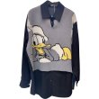 画像2: Women Donald Duck Denim Shirt Vest Layered Sweater ドナルドダック ベスト重ね着風 長袖シャツ付き セーター プルオーバー (2)