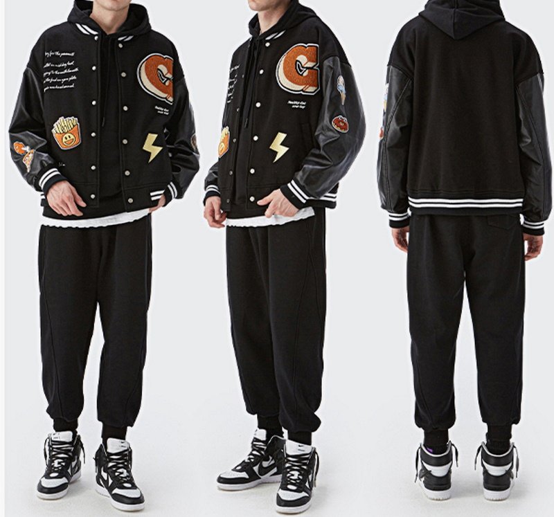 画像5: Unisex Big G Smile & French Fries Emblem hip hop stadium jumper Stajan blouson jacket  男女兼用 ユニセックスビッグGスマイル＆フライドポテトエンブレム スタジアムジャンバー スタジャン ジャケット ブルゾン (5)