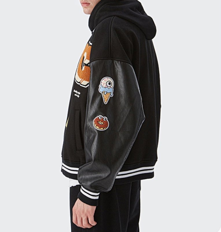 画像4: Unisex Big G Smile & French Fries Emblem hip hop stadium jumper Stajan blouson jacket  男女兼用 ユニセックスビッグGスマイル＆フライドポテトエンブレム スタジアムジャンバー スタジャン ジャケット ブルゾン (4)