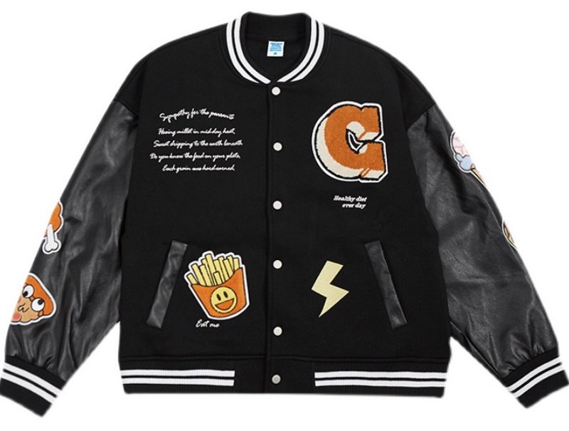 画像6: Unisex Big G Smile & French Fries Emblem hip hop stadium jumper Stajan blouson jacket  男女兼用 ユニセックスビッグGスマイル＆フライドポテトエンブレム スタジアムジャンバー スタジャン ジャケット ブルゾン (6)