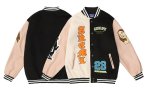 画像1:  PU leather Jesus & letter logo embroidery  BASEBALL JACKET baseball uniform jacket blouson  ユニセックス 男女兼 用レザー ジーザス＆レターロゴ刺繍ヒップホップ スタジアムジャンパー スタジャン MA-1 ボンバー ジャケット ブルゾン (1)