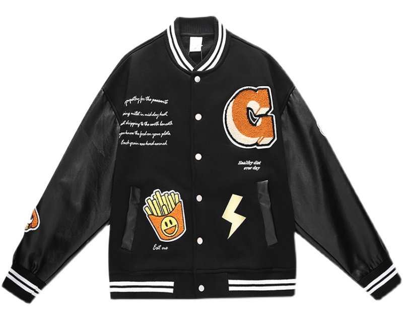 画像7: Unisex Big G Smile & French Fries Emblem hip hop stadium jumper Stajan blouson jacket  男女兼用 ユニセックスビッグGスマイル＆フライドポテトエンブレム スタジアムジャンバー スタジャン ジャケット ブルゾン (7)