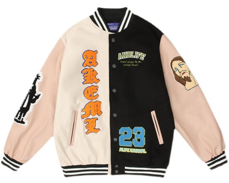 画像2:  PU leather Jesus & letter logo embroidery  BASEBALL JACKET baseball uniform jacket blouson  ユニセックス 男女兼 用レザー ジーザス&レターロゴ刺繍ヒップホップ スタジアムジャンパー スタジャン MA-1 ボンバー ジャケット ブルゾン (2)