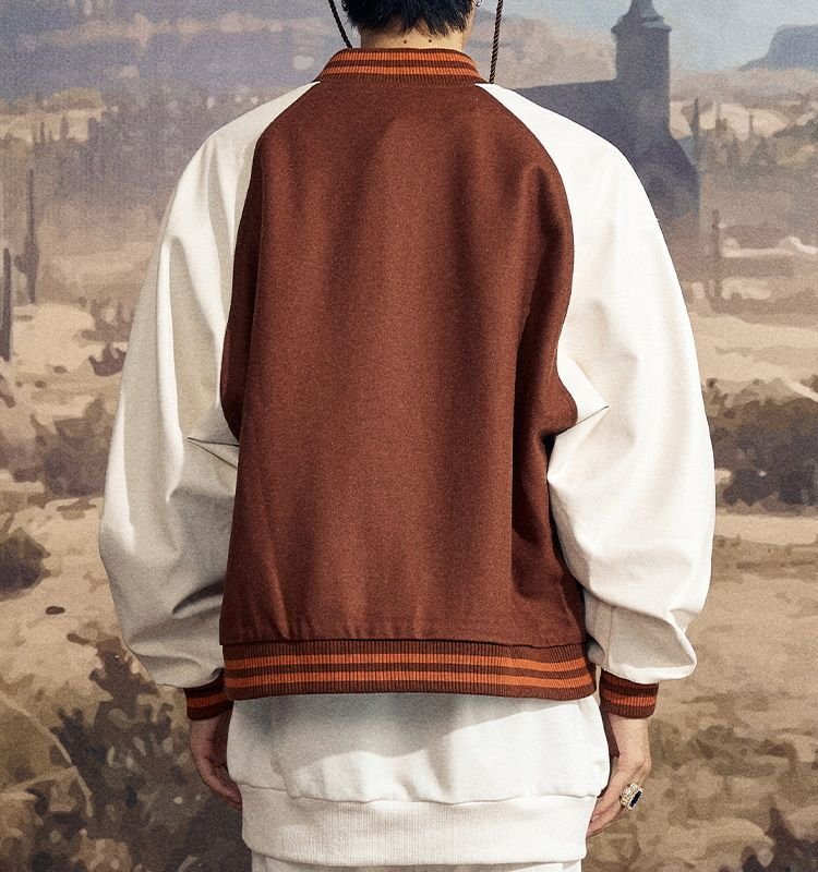 画像3: Maison Emerald Skull & letter logo PU leather sleeve  BASEBALL JACKET baseball uniform jacket blouson  ユニセックス 男女兼 アルファベットロゴ&スカル刺繍 エンブレム レザースリーブ ヒップホップ スタジアムジャンパー スタジャン MA-1 ボンバー ジャケット ブルゾン (3)